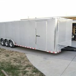 SLE Enclosed Trailers 8.5 X 32 Silver Flat Nose Enclosed Trailer With (3) 7K Axles