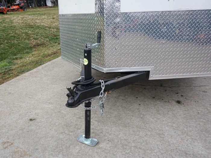 SLE Enclosed Trailers 6'x12' White Enclosed V-Nose Trailer With Diamond Plate Floor Storage - Image 3