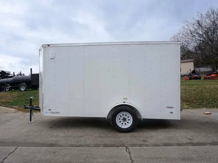 SLE Enclosed Trailers 6'x12' White Enclosed V-Nose Trailer With Diamond Plate Floor Storage - Image 4
