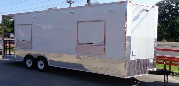 SLE Concessions Concession Trailer 8.5' X 24' White Enclosed Custom Smoker BBQ Vending - Image 2
