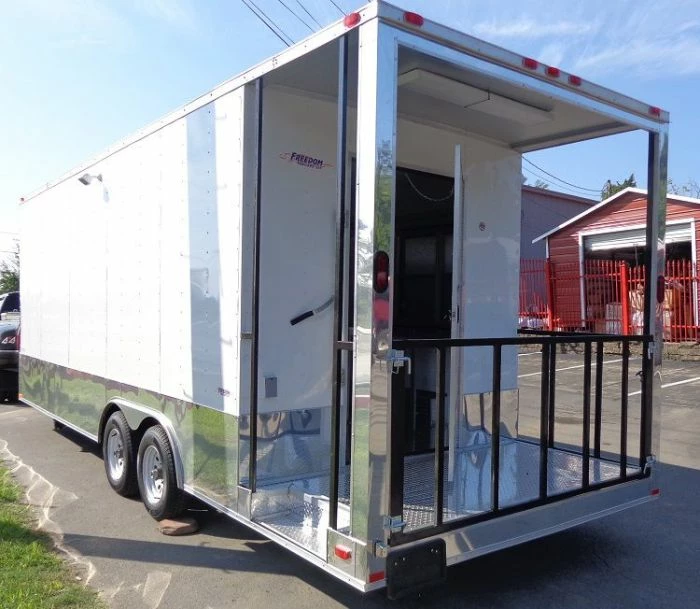 SLE Concessions Concession Trailer 8.5' X 24' White Enclosed Custom Smoker BBQ Vending - Image 3