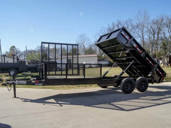 SLE Dump Trailers 7x20 Hybrid Utility Dump Trailer 2ft Sides With Box (2) 7K Axles