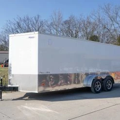 SLE Enclosed Trailers Enclosed Trailer Custom 7'x18' White Tandem Axle With Ramp And E-Tracks Storage