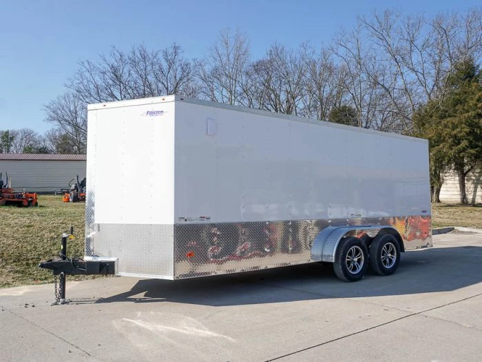 SLE Enclosed Trailers Enclosed Trailer Custom 7'x18' White Tandem Axle With Ramp And E-Tracks Storage