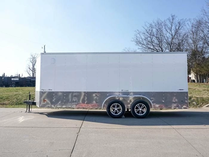 SLE Enclosed Trailers Enclosed Trailer Custom 7'x18' White Tandem Axle With Ramp And E-Tracks Storage - Image 3