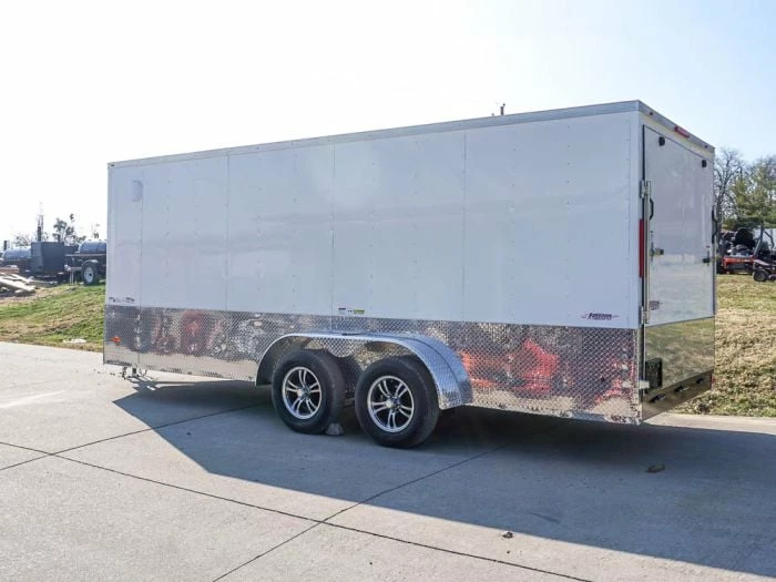 SLE Enclosed Trailers Enclosed Trailer Custom 7'x18' White Tandem Axle With Ramp And E-Tracks Storage - Image 4