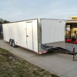 SLE Enclosed Trailers 8.5x28 Flat Nose White Enclosed Trailer (2) 5,200lb Axles Cargo Storage