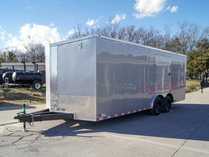 SLE Enclosed Trailers 8.5x20 Silver V-Nose Slant Top Enclosed Trailer (2) 5200lb Axles