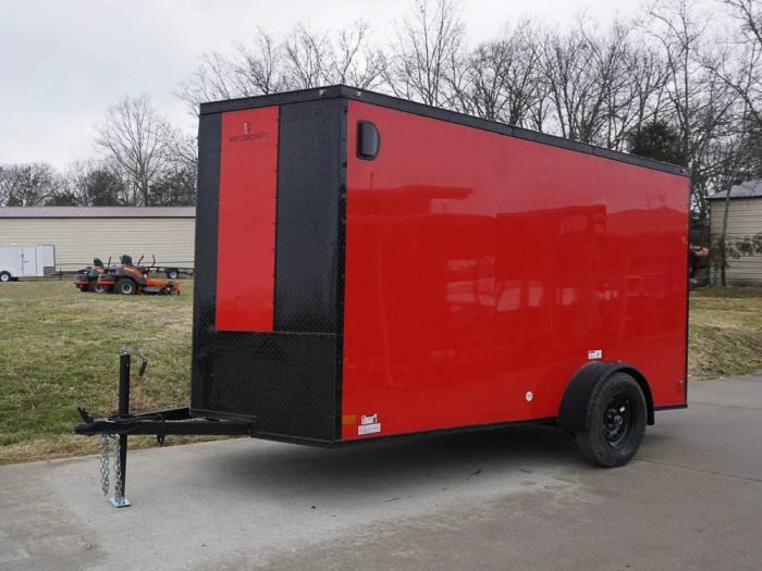 SLE Enclosed Trailers 6x12 Enclosed Trailer Red V-Nose Blackout Package 3,500lb Axle Storage - Image 3