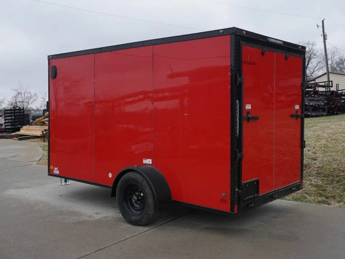 SLE Enclosed Trailers 6x12 Enclosed Trailer Red V-Nose Blackout Package 3,500lb Axle Storage - Image 5