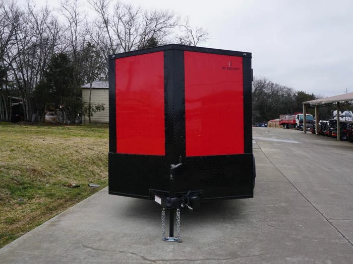 SLE Enclosed Trailers 7x12 Enclosed Trailer Red V-Nose Blackout Package 3,500lb Axle Storage - Image 2