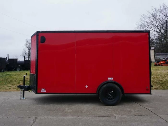 SLE Enclosed Trailers 7x12 Enclosed Trailer Red V-Nose Blackout Package 3,500lb Axle Storage - Image 3
