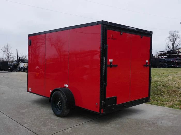 SLE Enclosed Trailers 7x12 Enclosed Trailer Red V-Nose Blackout Package 3,500lb Axle Storage - Image 4