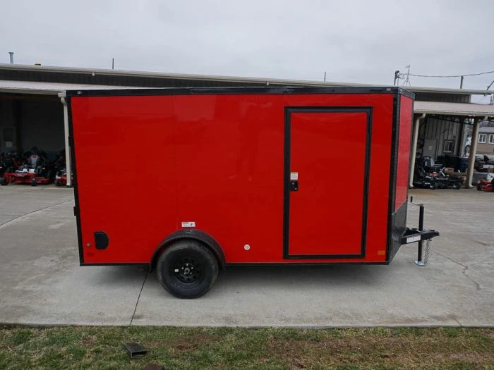 SLE Enclosed Trailers 7x12 Enclosed Trailer Red V-Nose Blackout Package 3,500lb Axle Storage - Image 6