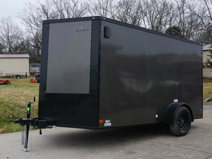 SLE Enclosed Trailers 7x12 Enclosed Trailer Charcoal V-Nose Blackout Package 3,500lb Axle Storage - Image 3