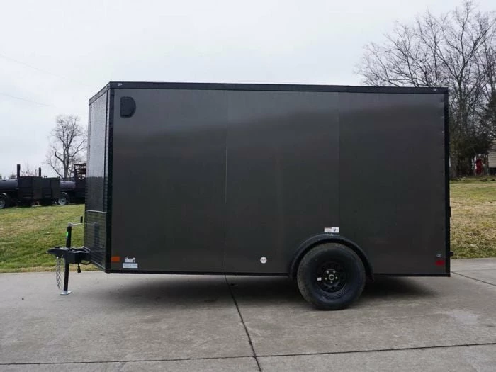SLE Enclosed Trailers 7x12 Enclosed Trailer Charcoal V-Nose Blackout Package 3,500lb Axle Storage - Image 4