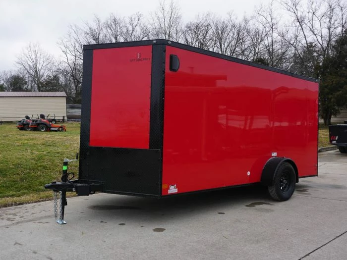 SLE Enclosed Trailers 7x14 Enclosed Trailer Red V-Nose Blackout Package 3,500lb Axle Storage - Image 3