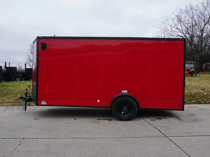 SLE Enclosed Trailers 7x14 Enclosed Trailer Red V-Nose Blackout Package 3,500lb Axle Storage - Image 4