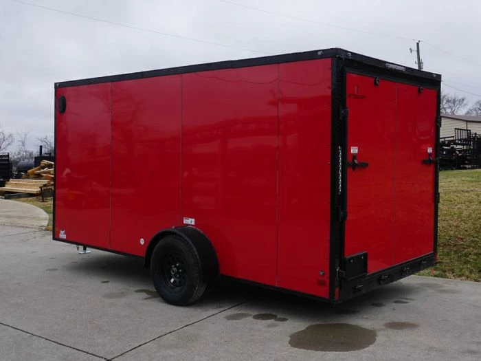 SLE Enclosed Trailers 7x14 Enclosed Trailer Red V-Nose Blackout Package 3,500lb Axle Storage - Image 5