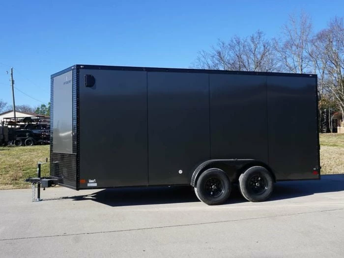 SLE Enclosed Trailers 7x16 Enclosed Trailer Charcoal V-Nose Blackout Package Tandem Axle Storage - Image 4