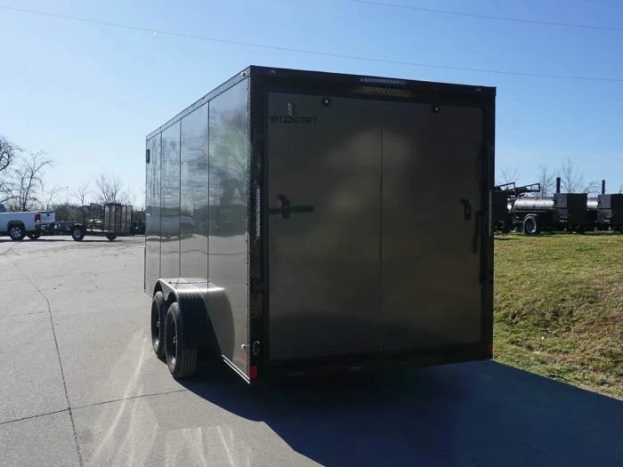SLE Enclosed Trailers 7x16 Enclosed Trailer Charcoal V-Nose Blackout Package Tandem Axle Storage - Image 6