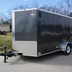 SLE Enclosed Trailers 7x12 Enclosed Charcoal Trailer With Silver ATP 3500lb Axle Storage