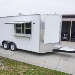 SLE Concessions 8.5' X 16' White Concession Food Trailer