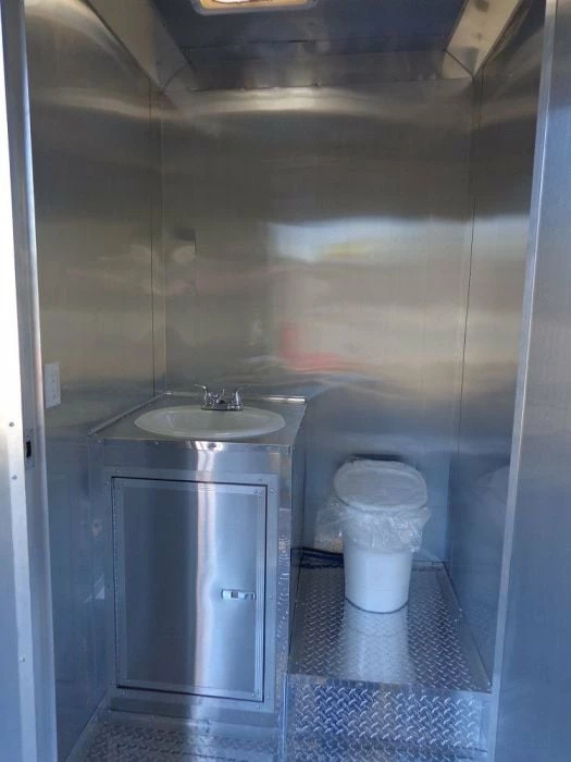 SLE Concessions Concession Trailer 8.5'x34' With Appliances - Gooseneck (Orange) Restroom - Image 4