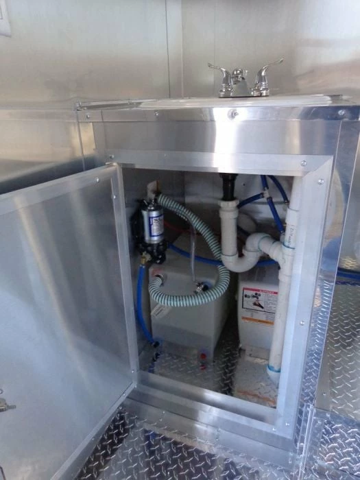 SLE Concessions Concession Trailer 8.5'x34' With Appliances - Gooseneck (Orange) Restroom - Image 3