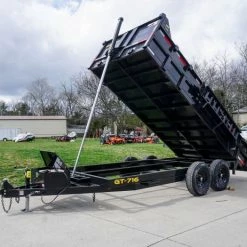 SLE Dump Trailers 7x16 Telescopic Dump Trailer With 2ft Sides (2) 7K Axles