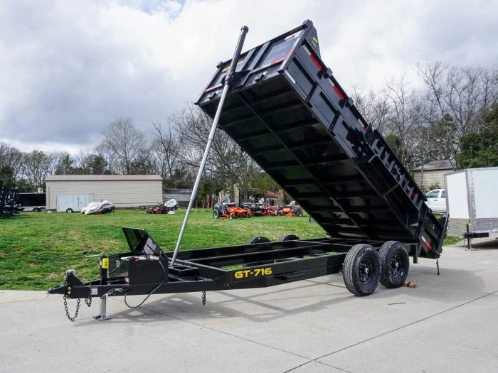 SLE Dump Trailers 7x16 Telescopic Dump Trailer With 2ft Sides (2) 7K Axles