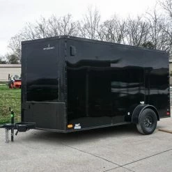 SLE Enclosed Trailers 7x12 Enclosed Trailer Black V-Nose Blackout Package 3,500lb Axle Storage