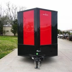 SLE Enclosed Trailers 7x16 Enclosed Trailer Red V-Nose Blackout Pkg Tandem Axle Storage