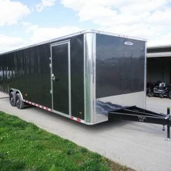 SLE Enclosed Trailers 8.5x28 Custom Charcoal Flat Nose Enclosed Trailer (2) 5200 Axles Storage