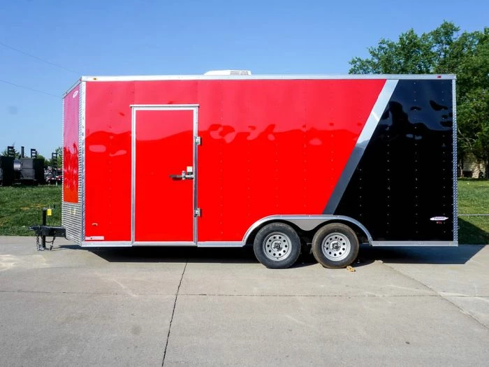 SLE Enclosed Trailers 8.5x18 Custom Two-Tone Enclosed Trailer With Rubber Floor Storage - Image 3