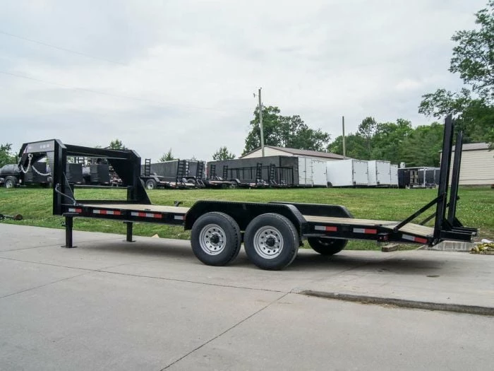 SLE Utility Trailers 7x20 Gooseneck Equipment Trailer (2) 7K Axles Standup Ramps - Image 4