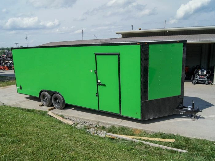 SLE Enclosed Trailers 8.5x24 Lime Green Enclosed Trailer With Blackout Package (2) 5200lb Axles Storage