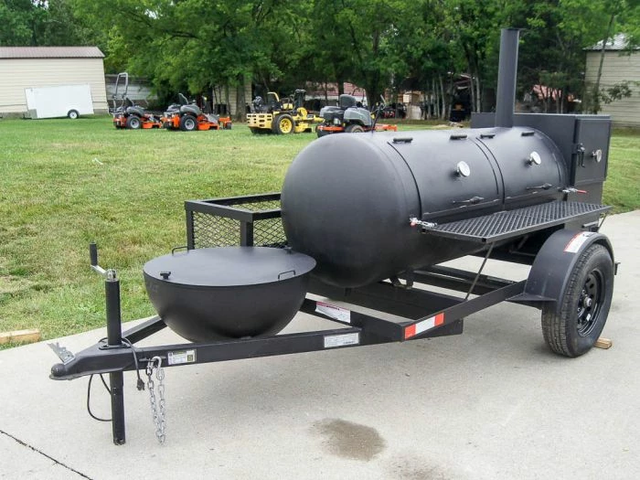 SLE Equipment Pull Behind BBQ Smoker 250 Gallon With Round Charcoal Grill 3500lb Axle