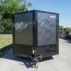 SLE Enclosed Trailers 8.5x24 Charcoal Grey V-Nose Enclosed Trailer With Blackout Package Storage