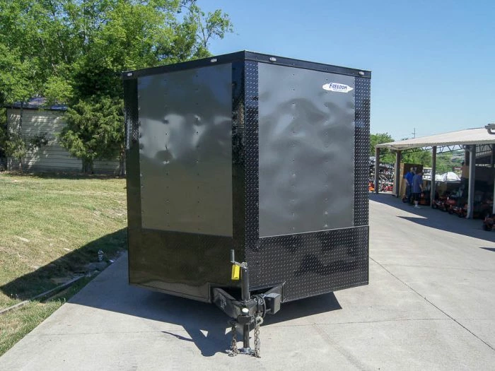 SLE Enclosed Trailers 8.5x24 Charcoal Grey V-Nose Enclosed Trailer With Blackout Package Storage