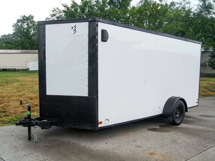 SLE Enclosed Trailers 7x14 Enclosed Trailer White V-Nose Blackout Package 3,500lb Axle Storage - Image 3