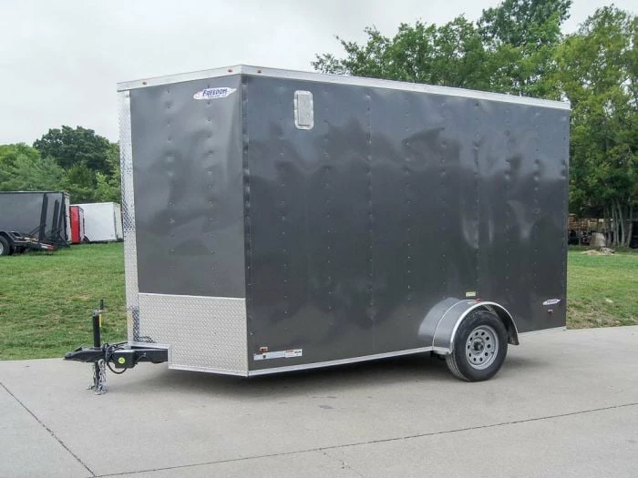 SLE Enclosed Trailers 7x12 Charcoal V-Nose Custom Enclosed Trailer 3500lb Axle With Brake Storage - Image 3