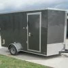 SLE Enclosed Trailers 7x12 Charcoal V-Nose Custom Enclosed Trailer 3500lb Axle With Brake Storage