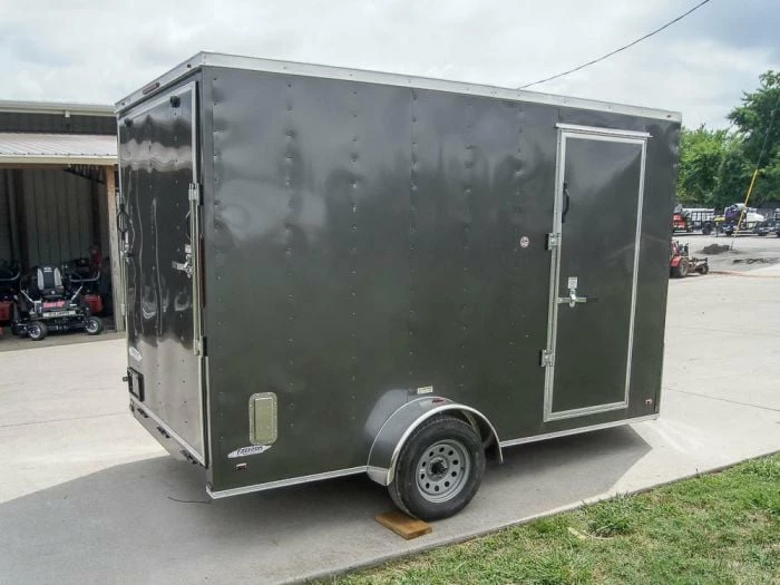SLE Enclosed Trailers 7x12 Charcoal V-Nose Custom Enclosed Trailer 3500lb Axle With Brake Storage - Image 6