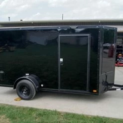 SLE Enclosed Trailers 6x12 Enclosed Trailer Black V-Nose Blackout Package 3,500lb Axle Storage