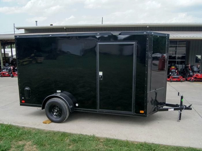 SLE Enclosed Trailers 6x12 Enclosed Trailer Black V-Nose Blackout Package 3,500lb Axle Storage