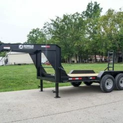 SLE Utility Trailers 7x14 Gooseneck Equipment Trailer (2) 7K Axles With Stand-Up Ramps