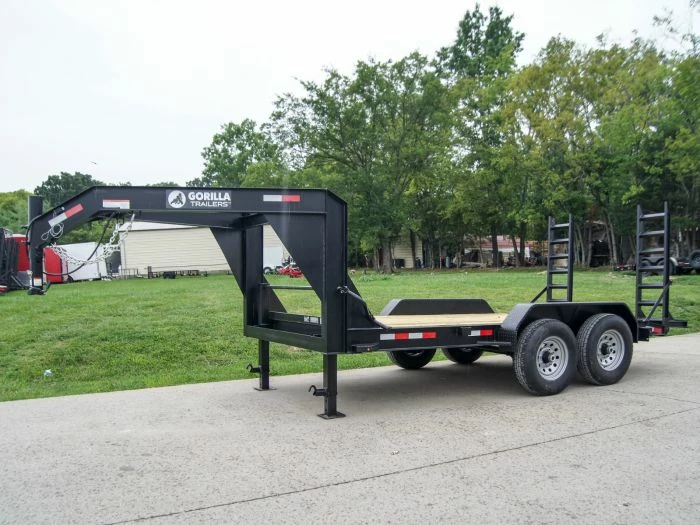 SLE Utility Trailers 7x14 Gooseneck Equipment Trailer (2) 7K Axles With Stand-Up Ramps