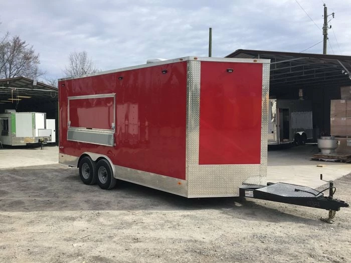 SLE Concessions 8.5' X 18' Victory Red Ice Cream Concession Food Trailer