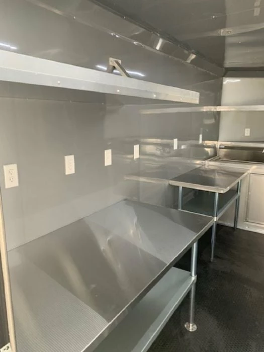 SLE Concessions 8.5' X 24' Black Porch Style BBQ Concession Food Trailer - Image 6